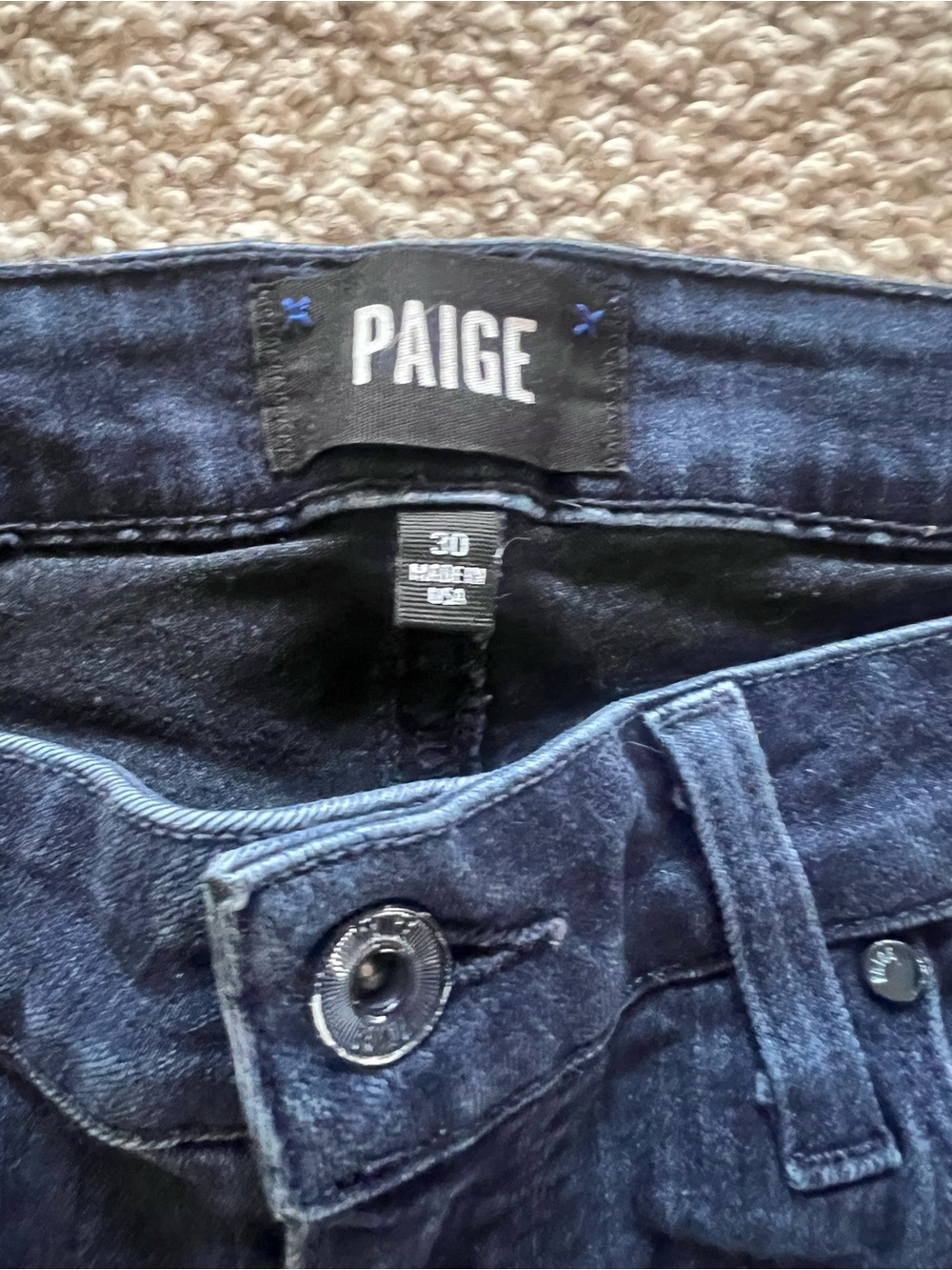 PAIGE Women's Straight Leg Jeans in Dark Blue Wash